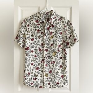 Men’s Super Massive Brand Floral Short Sleeve Button Down Shirt - Size Medium